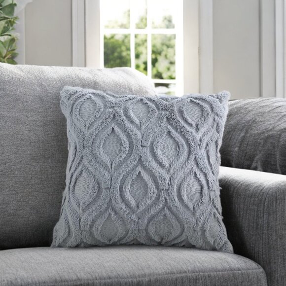 Decorative Pillow Covers Set Boho Gray Soft Accent Couch Cottage Decor 18x18 - Picture 8 of 9